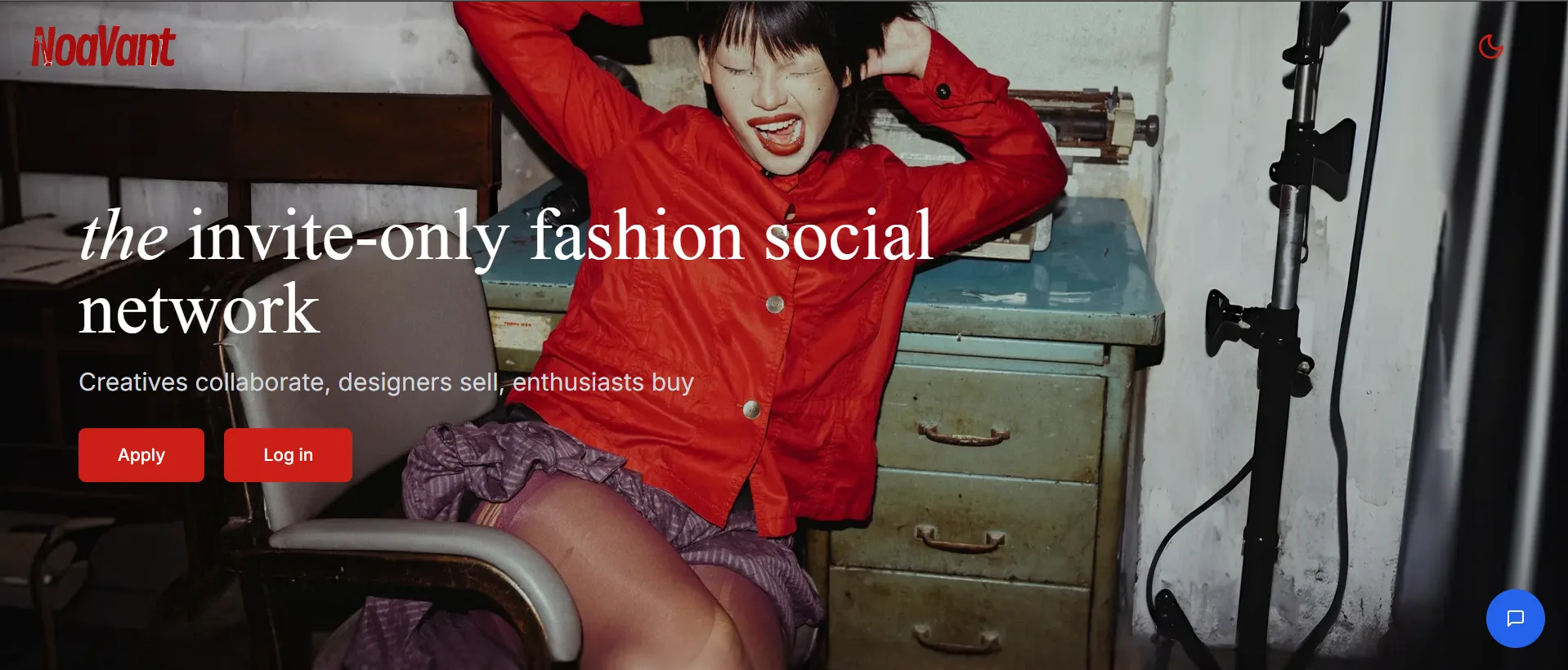 Noavant landing page: the invite-only fashion social network