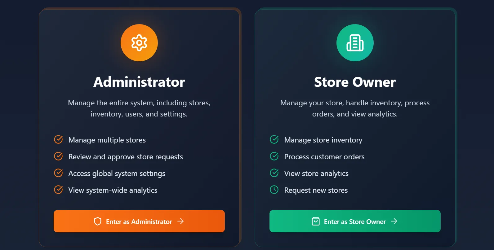 Administrator and store owner roles