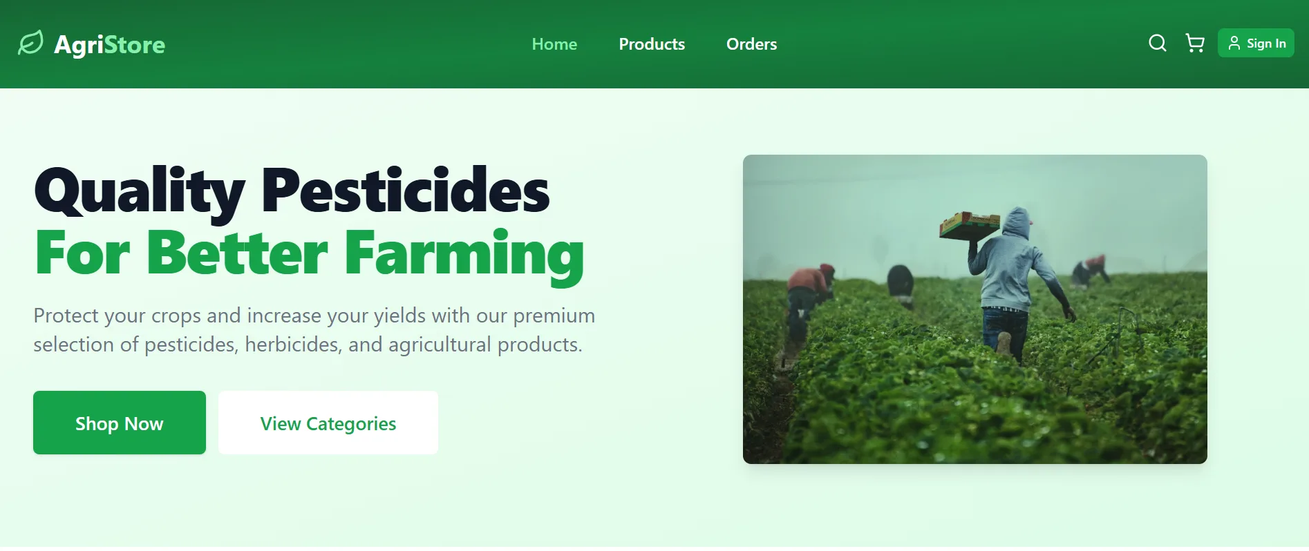 AgriStore customer storefront