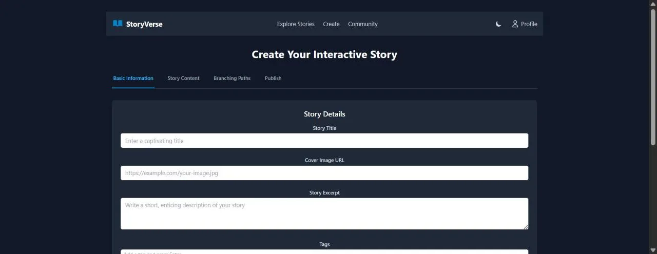 Story creation wizard